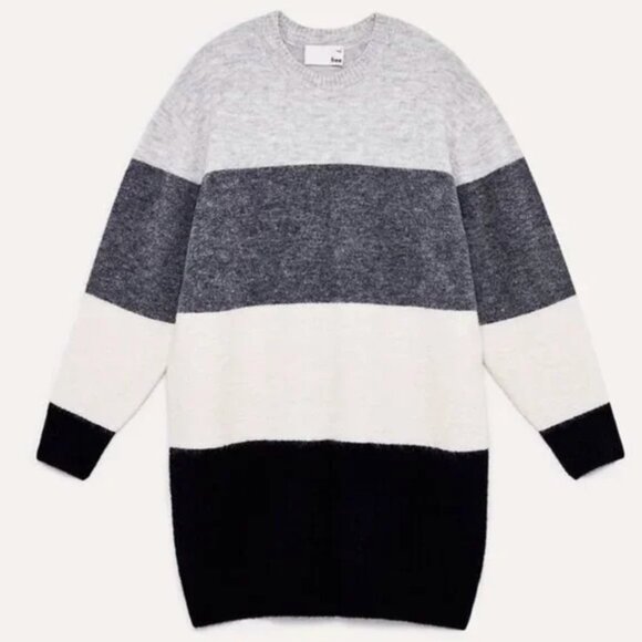 BNWT Aritzia Wilfred Cream Grey Black Cipriana Alpaca Wool Blend Sweater Dress - Picture 2 of 14